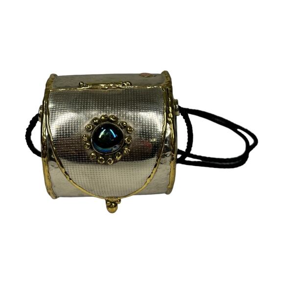 Vintage Lunacy Designs Hand Crafted Mixed Metal Mini Purse Bag Gold Silver Stone - Picture 1 of 11